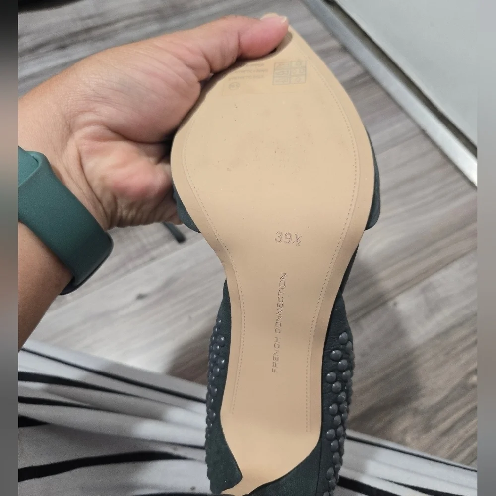 French Connection Women's Gray Ellis Studded Suede Heels Size 9